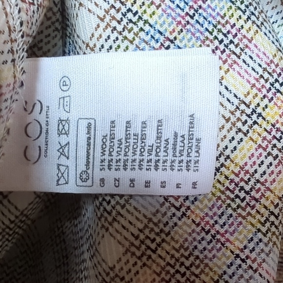 COS, pastel checked/plaid wool blend dress . Euro Sz 32 /US 2 - Picture 10 of 11
